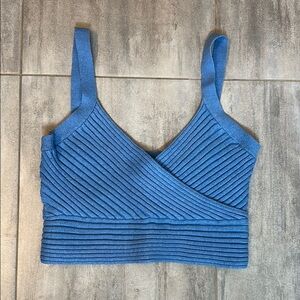 Blue Ribbed Women's Top